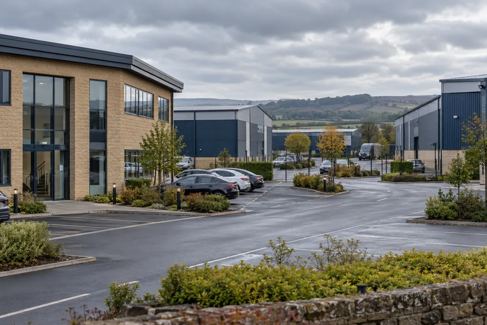 Brick offices and industrial units in a Yorkshire commercial park